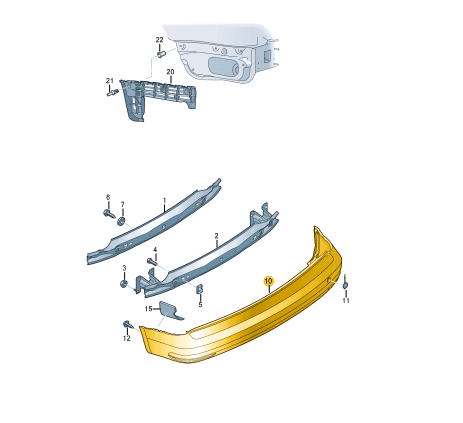 new volkswagen caddy 2k rear bumper primed 2k5807417gru original
