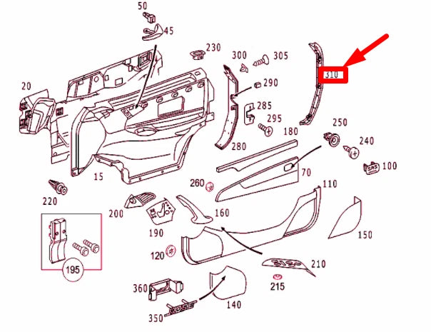 NEW MERCEDES-BENZ CL C215 FRONT LEFT DOOR REAR COVER MOLDING A2157280721