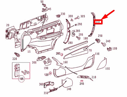 NEW MERCEDES-BENZ CL C215 FRONT LEFT DOOR REAR COVER MOLDING A2157280721