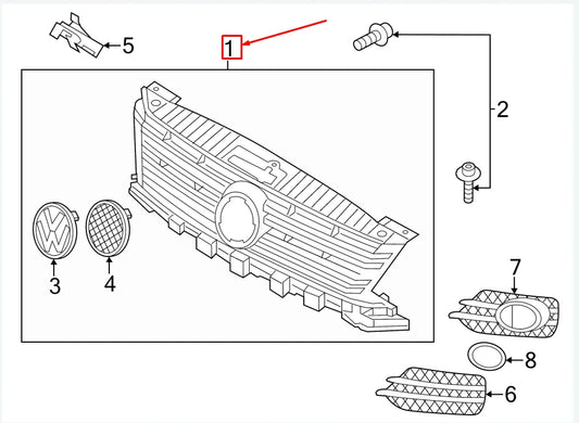 NEW VW TIGUAN 5N FRONT RADIATOR GRILLE 5N0853651J9B9 ORIGINAL