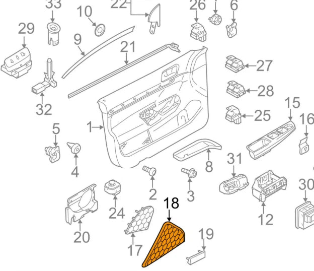 NEW VW EOS FRONT RIGHT LOUDSPEAKER COVER TRIM 1Q1868160A95T ORIGINAL