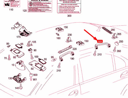 NEW MERCEDES-BENZ S W221 REAR ROOF GRAB HANDLE A22181005518K67 ORIGINAL