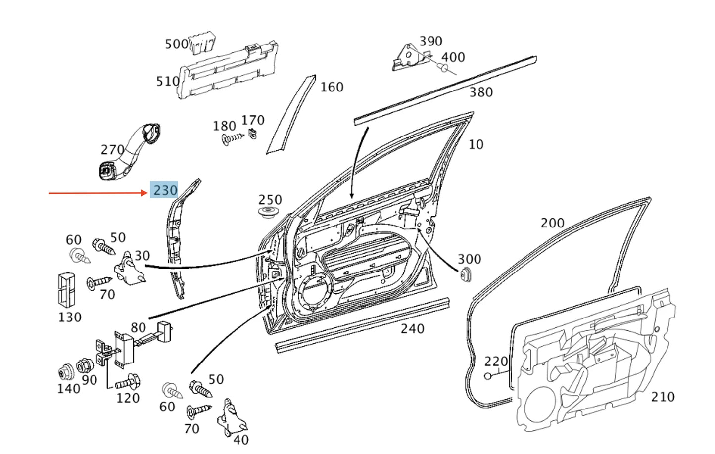 NEW MERCEDES-BENZ E W211 FRONT RIGHT DOOR SEAL A2117270430 ORIGINAL