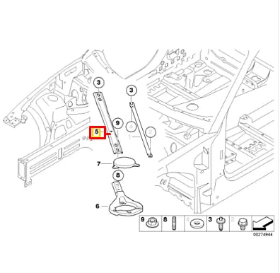 NEW BMW 1 E82 FRONT LEFT EXTERIOR STRUT BAR 51618051973 ORIGINAL