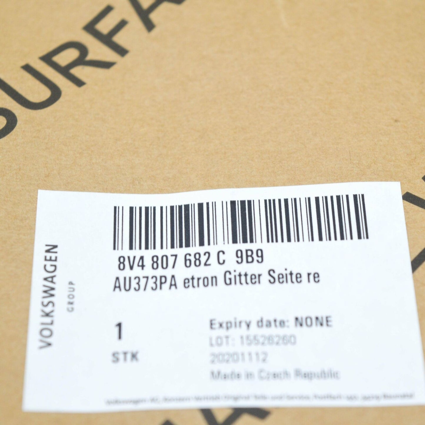 NEW AUDI A3 8V FRONT RIGHT OUTER GRILLE LOWER TRIM 8V4807682C9B9 ORIGINAL