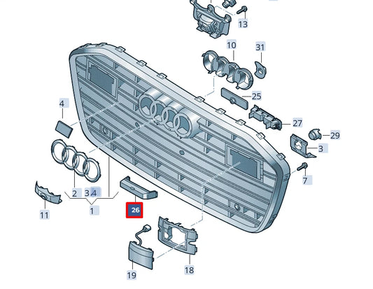 NEW AUDI A6 C8 RADIATOR GRILLE RIGHT BRACKET 4K0807350A9B9