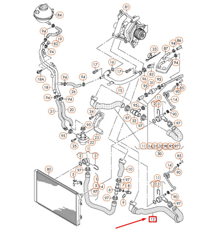 NEW VOLKSWAGEN TIGUAN 5N MK1 RADIATOR UPPER COOLANT HOSE 5N0121101G ORIGINAL