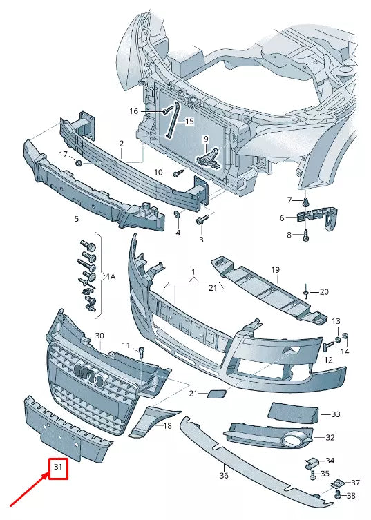 NEW AUDI TT ROADSTER 8J FRONT LICENSE PLATE BRACKET 8J0807285H1RR ORIGINAL