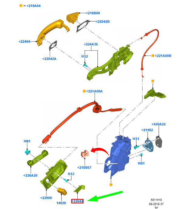 new ford transit custom mk1 front left inner door handle cover 2187808 original