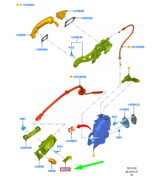 new ford transit custom mk1 front left inner door handle cover 2187808 original