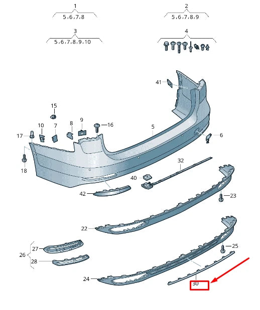 NEW AUDI A6 4A C8 REAR CENTER BUMPER TRIM 4K08535512ZZ ORIGINAL
