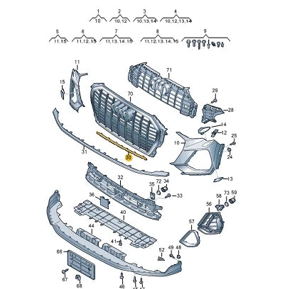 NEW AUDI Q3 F3 FRONT RADIATOR GRILLE CONNECTING PIECE TRIM 83A807663AGRU