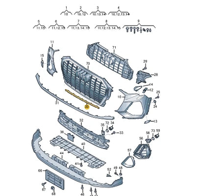 NEW AUDI Q3 F3 FRONT RADIATOR GRILLE CONNECTING PIECE TRIM 83A807663AGRU