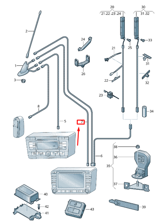 new skoda octavia 5e mk3 aerial cable 5e5035572a original