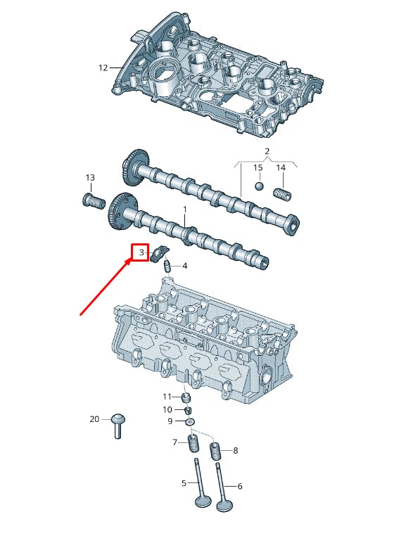 NEW AUDI A5 8T ROLLER CAM FOLLOWER WITH COMPENSATING ELEMENT 06E109409K