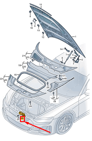 new audi e-tron gt bonnet lock with microswitch 9j1823509by original