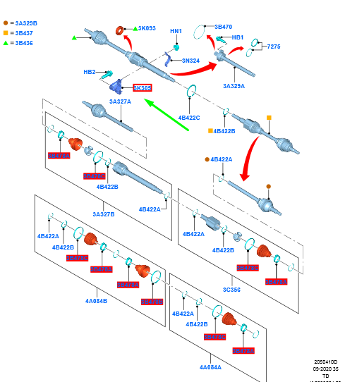 new ford kuga mk3 front drive shaft bracket 2375970 lx67-3k305-fa original