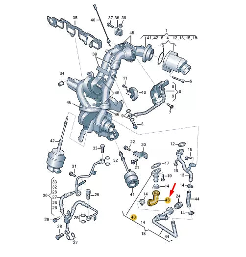 NEW VW TRANSPORTER VI T6 TURBO OIL HOSE 03L115655