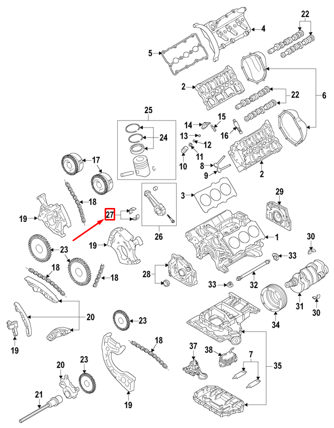 new audi a4 avant b7 engine connecting rod bearing 06e105701qglb original