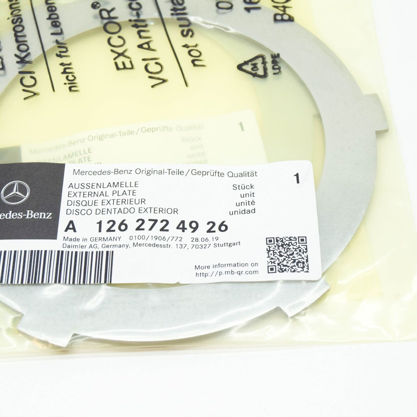 NEW MERCEDES-BENZ SL R129 OUTER DISC A1262724926 ORIGINAL