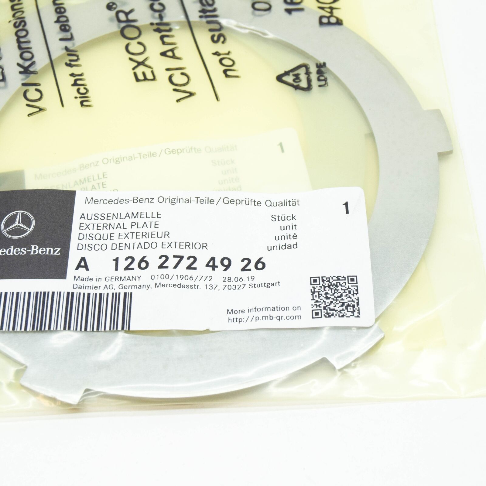 NEW MERCEDES-BENZ SL R129 OUTER DISC A1262724926 ORIGINAL