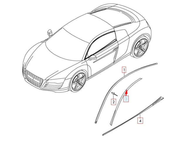 NEW AUDI R8 42 LEFT SIDE ROOF EDGE PROTECTION 420854543B ORIGINAL