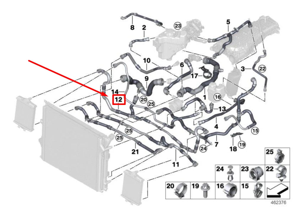 NEW BMW 3 F30, F80 ENGINE COOLANT RESERVOIR HOSE 17128633484 8633484 ORIGINAL