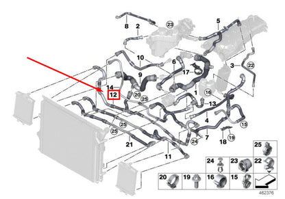 NEW BMW 3 F30, F80 ENGINE COOLANT RESERVOIR HOSE 17128633484 8633484 ORIGINAL