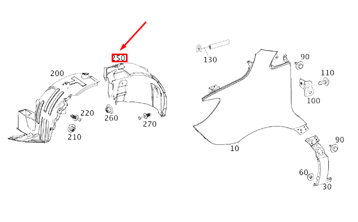 new mb sprinter 907 front left wheel house liner rear part a9076845505 original
