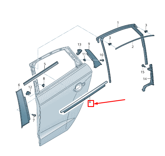 new audi a3 sportback 8v rear left outer door window seal 8v5839477a original