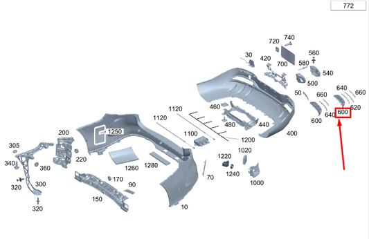 NEW MERCEDES-BENZ EQS V297 REAR RIGHT LOWER BUMPER COVER A2978856802 ORIGINAL