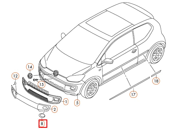 NEW VW UP! FRONT RIGHT FOG LIGHT SURROUND RING TRIM 1S0853400A2ZZ