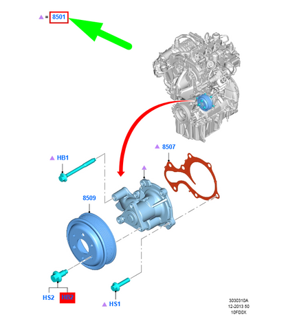 new ford b-max b232 water pump repair kit 2183878 mecm5j-8591-aa original