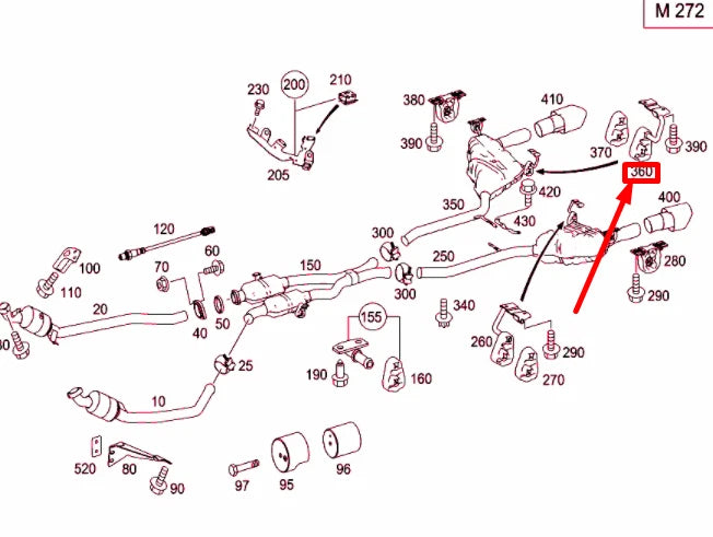 NEW MB ML W164 EXHAUST SYSTEM REAR RIGHT SUSPENSION A1644900237 ORIGINAL