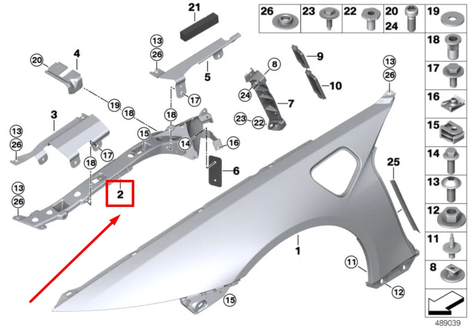 NEW BMW I12 FRONT RADI. SUPPORT RIGHT SIDE STRUT BAR 7353474 51647353474