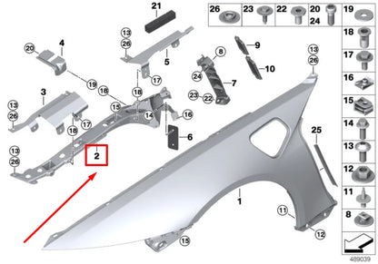 NEW BMW I12 FRONT RADI. SUPPORT RIGHT SIDE STRUT BAR 7353474 51647353474