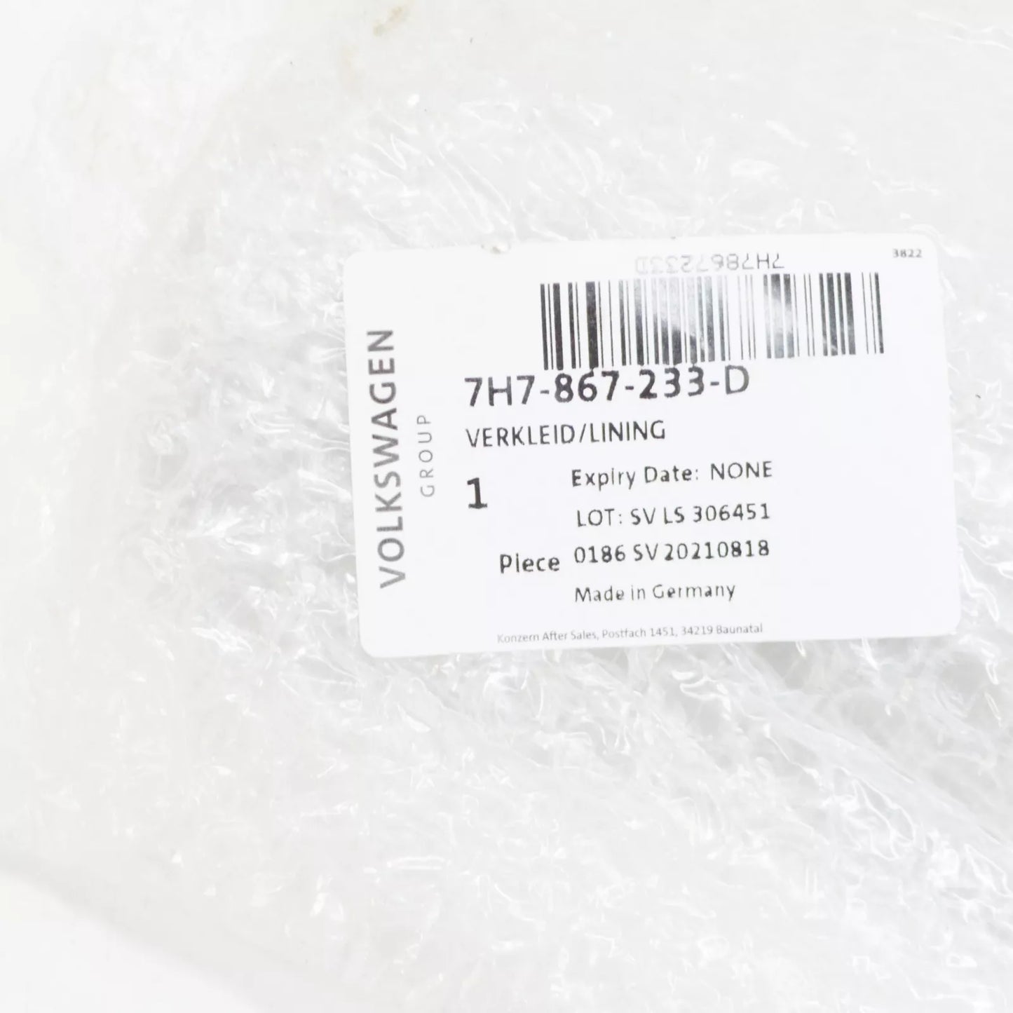 NEW VOLKSWAGEN TRANSPORTER T5 LEFT A-PILLAR TRIM LHD 7H7867233D ORIGINAL