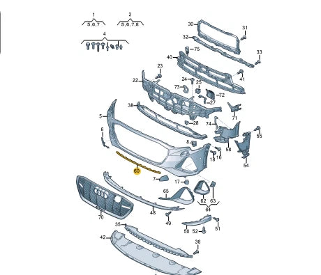 NEW AUDI E-TRON SPORTBACK FRONT BUMPER CENTER MOLDING TRIM 4KE853057Y9B