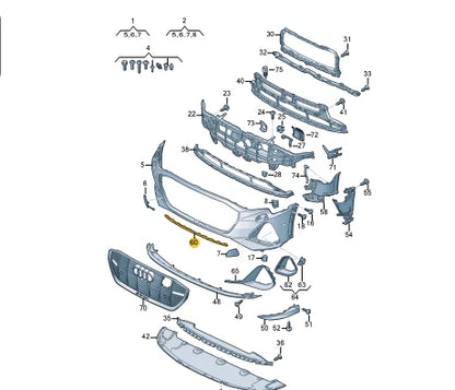 NEW AUDI E-TRON SPORTBACK FRONT BUMPER CENTER MOLDING TRIM 4KE853057Y9B