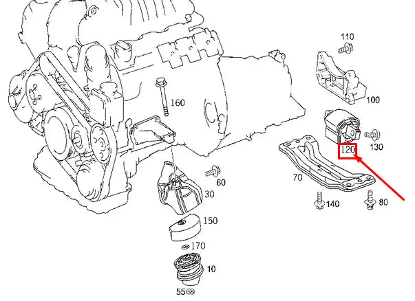 NEW MERCEDES-BENZ CLK C209 REAR ENGINE MOUNT A1712400118 ORIGINAL