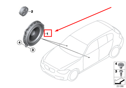 new bmw f40 front mid-range loudspeaker hifi 2622803 65132622803 original