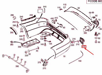 new mercedes-benz e w212 rear right bumper mounting a2128802003 original