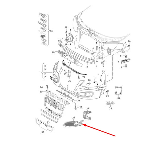 NEW AUDI RS3 8P FRONT BUMPER LEFT LOWER GRILLE 8P0807681AJT94 2011 ORIGINAL