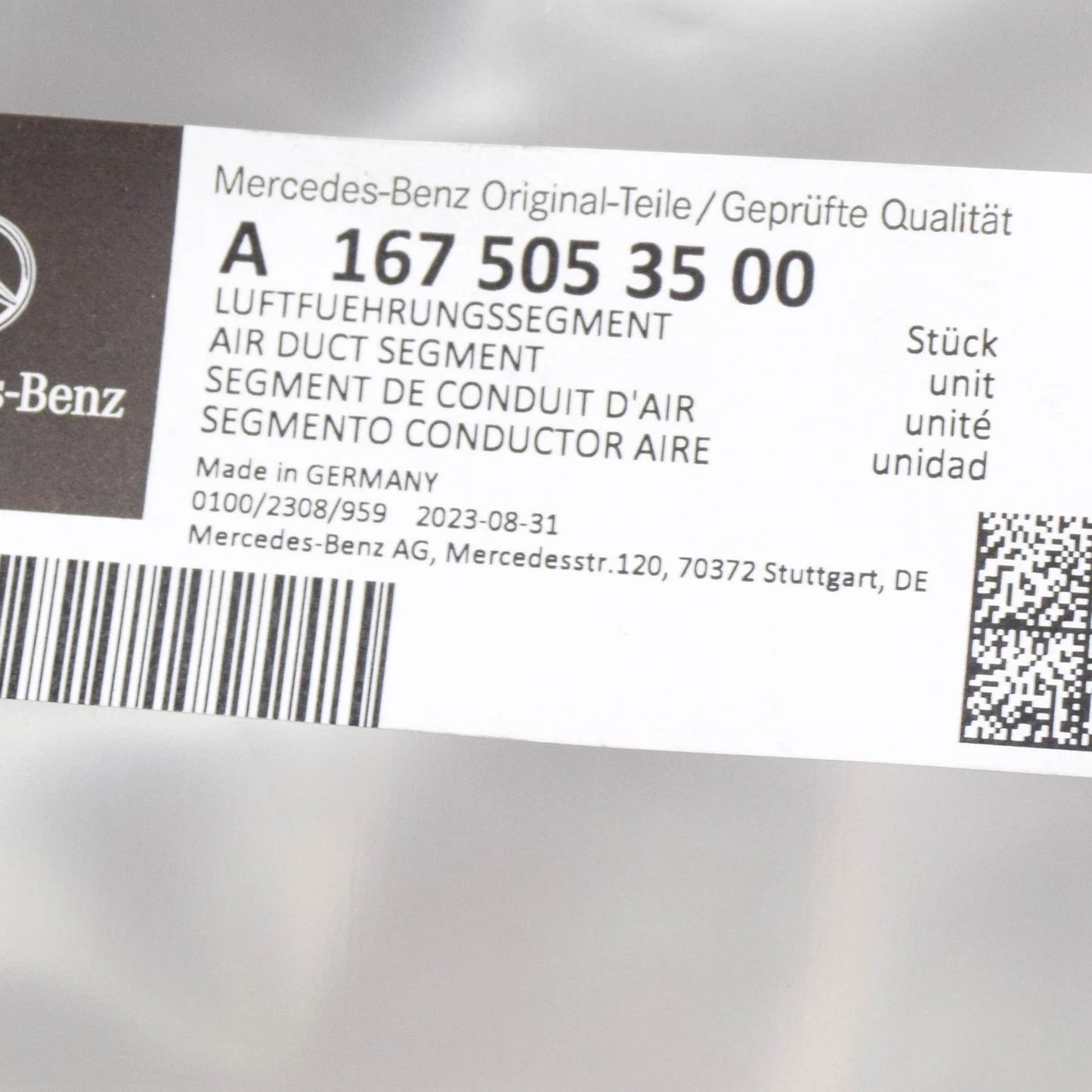 NEW MERCEDES-BENZ GLE W167 RIGHT RADIATOR AIR DUCT SEGMENT A1675053500 ORIGINAL