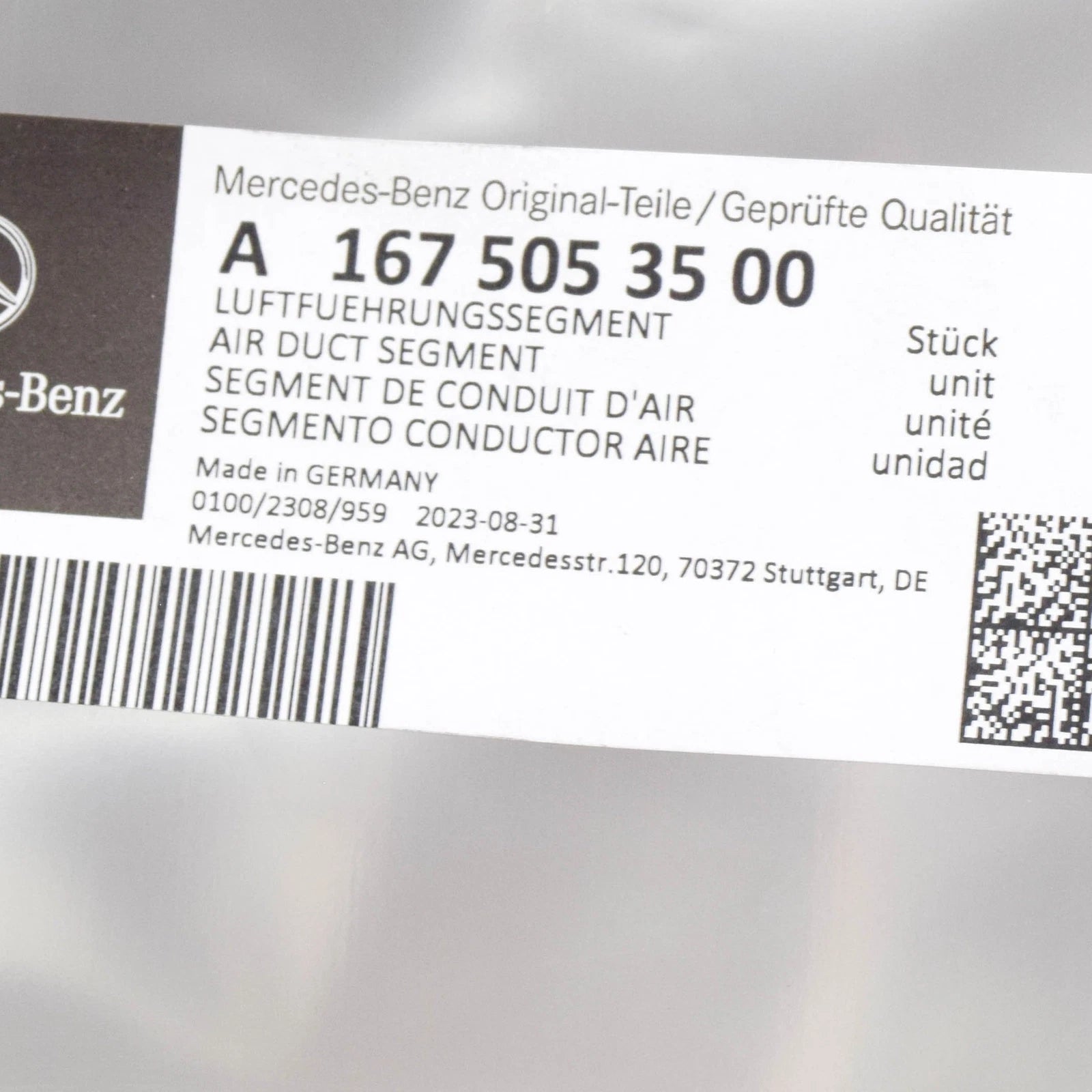 NEW MERCEDES-BENZ GLE W167 RIGHT RADIATOR AIR DUCT SEGMENT A1675053500 ORIGINAL