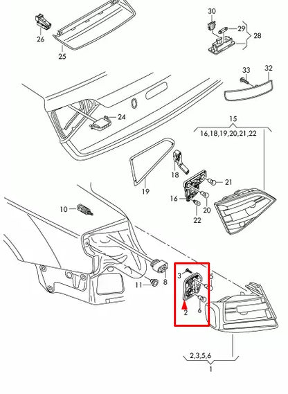 NEW AUDI A4 B8 REAR RIGHT INNER TAIL LIGHT BULB SOCKET 8E9945258D
