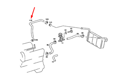 NEW MERCEDES-BENZ SL R107 ENGINE TO HEAT EXCHANGER HOSE A1078312494 ORIGINAL