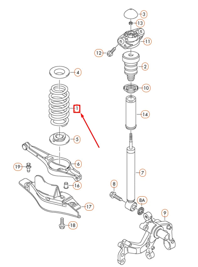 NEW VOLKSWAGEN GOLF 5K MK6 REAR AXLE COIL SPRING 1K0511115CK ORIGINAL