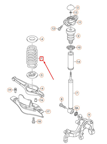 NEW VOLKSWAGEN GOLF 5K MK6 REAR AXLE COIL SPRING 1K0511115CK ORIGINAL
