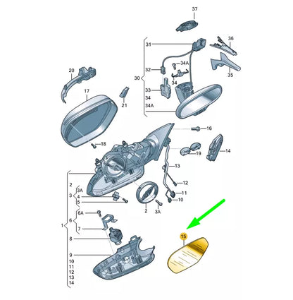 NEW AUDI A6 C7 FRONT RIGHT DOOR MIRROR GLASS 4G0857536